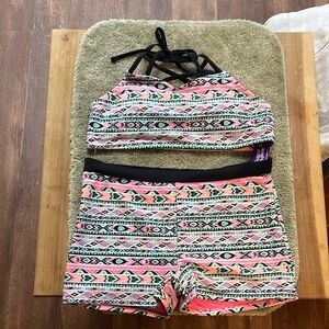 Girls sz XL 16/18 the children’s Place brand black/pink Aztec zone 2 pc swimsuit